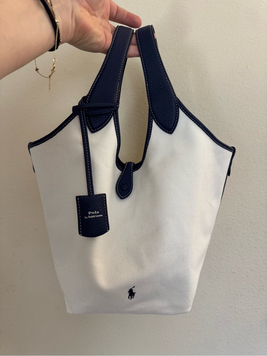 Polo Ralph Lauren Handbags - Polo by Ralph Lauren White & Navy Medium Play tote Bag